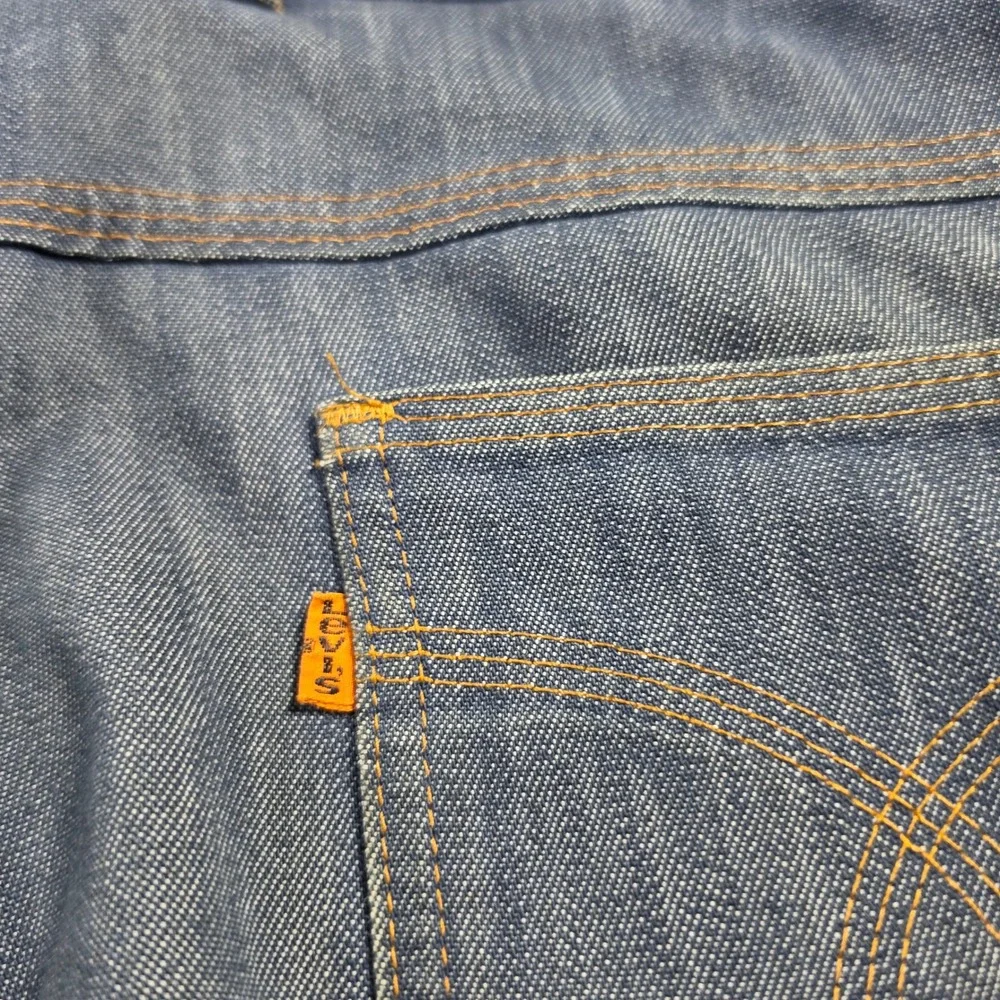Vintage Levis Jeans Men 36x32 Blue Orange Tab Wide Leg Scovill Zip Pants 70s